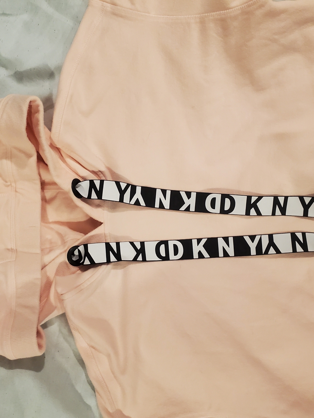 DKNY Cotton Peach Hoodie Top with Branded Trim